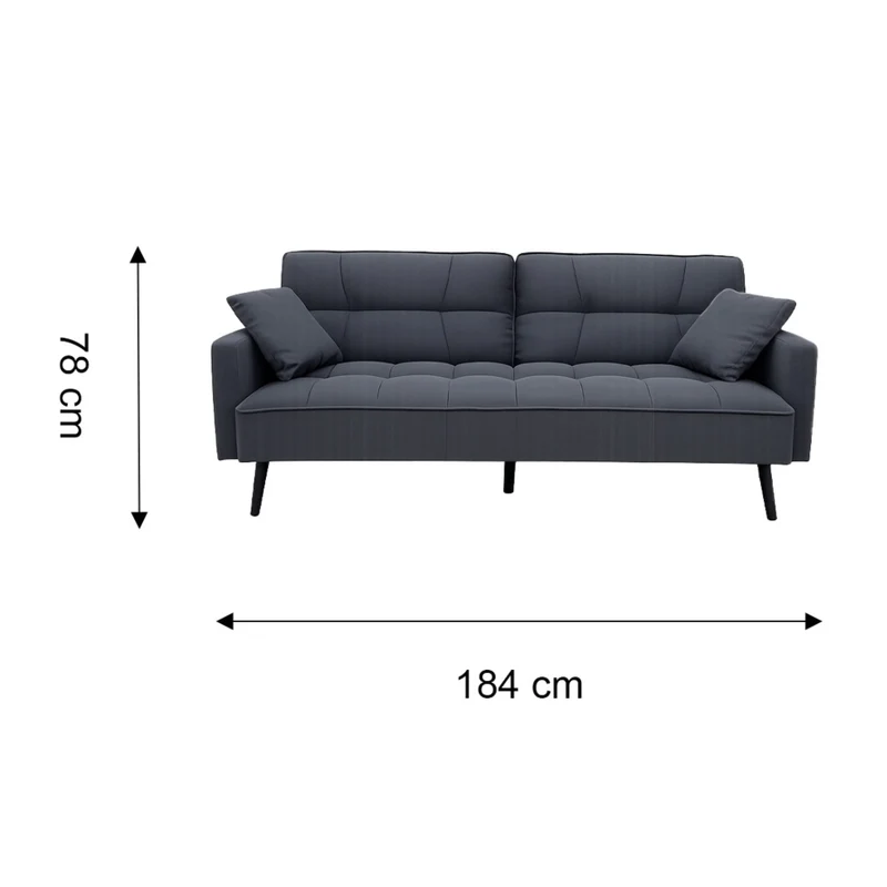 Tokoa Sofá Cama Tela de Lino con 2 Almohadas 184x78x87.5cm (SA-4377)