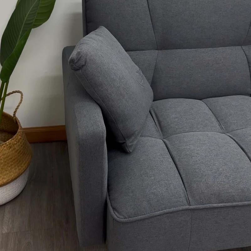 Tokoa Sofá Cama Tela de Lino con 2 Almohadas 184x78x87.5cm (SA-4377)