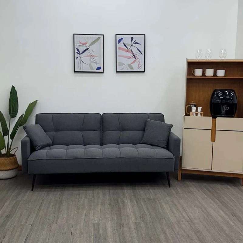Tokoa Sofá Cama Tela de Lino con 2 Almohadas 184x78x87.5cm (SA-4377)