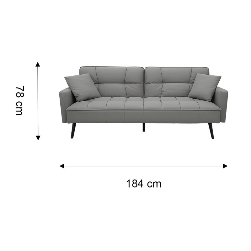 Tokoa Sofá Cama Cuero Sintético con 2 Almohadas 184x78x87.5cm (SA-4378)