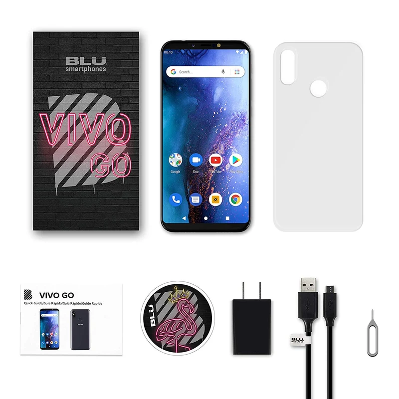 Blu Vivo Go Factory - Teléfono Desbloqueado (Pantalla de 6,0", 16 GB), Color Negro