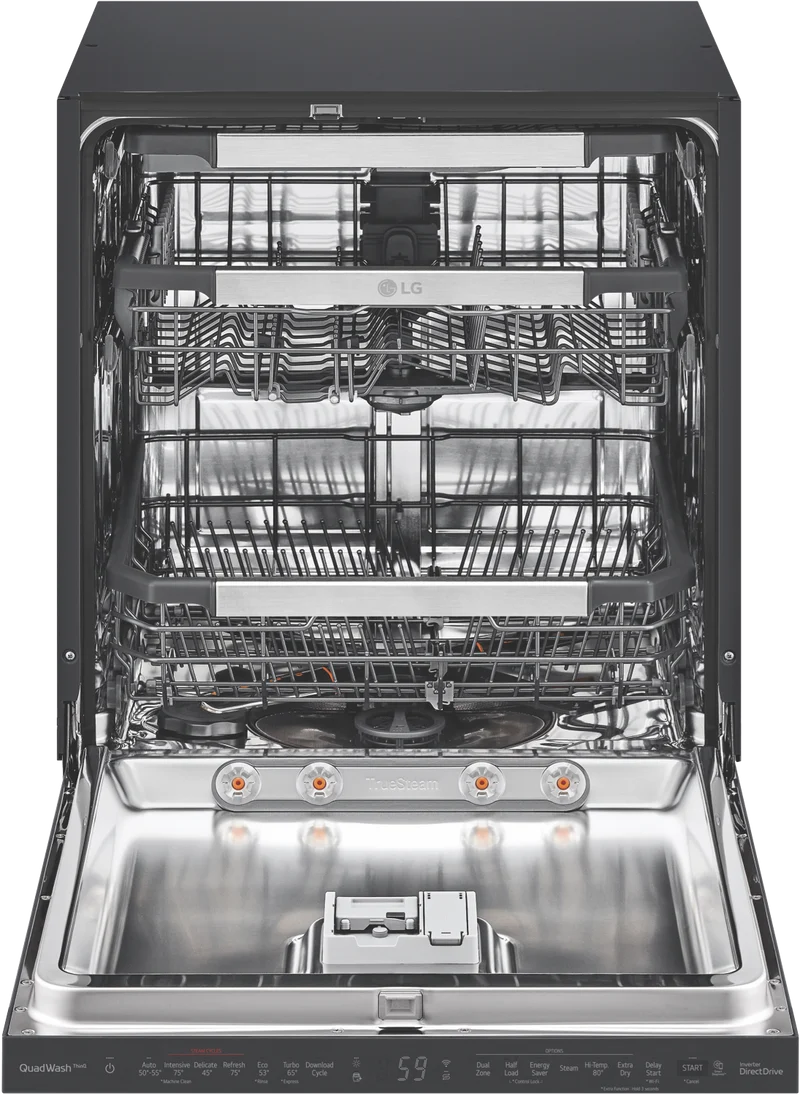 LG 60cm 15 Place QuadWash TrueSteam Built Under Dishwasher, Matt Black Stainless Steel