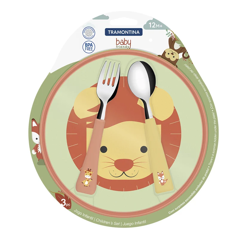 Juego infantil colorido baby friends 3 piezas Tramontina