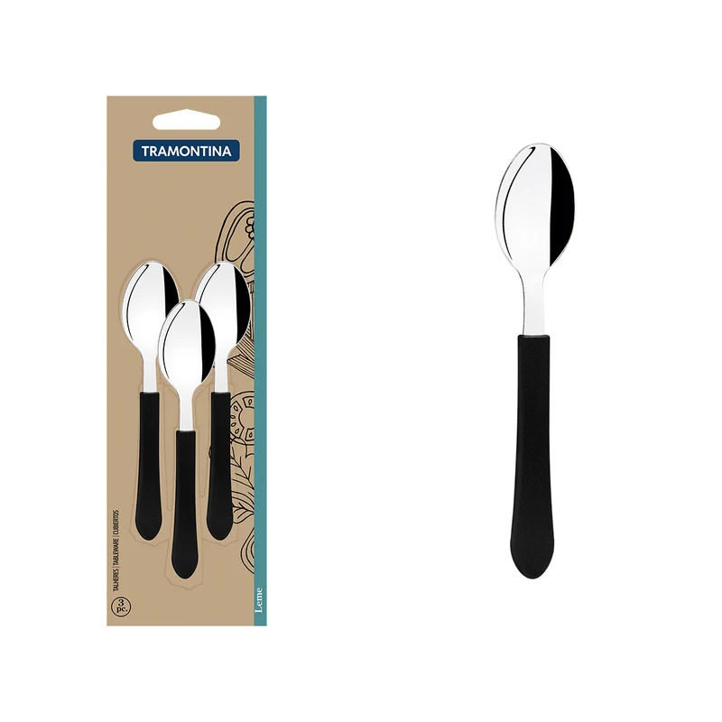 Juego de cucharas para té leme negro 3 piezas Tramontina