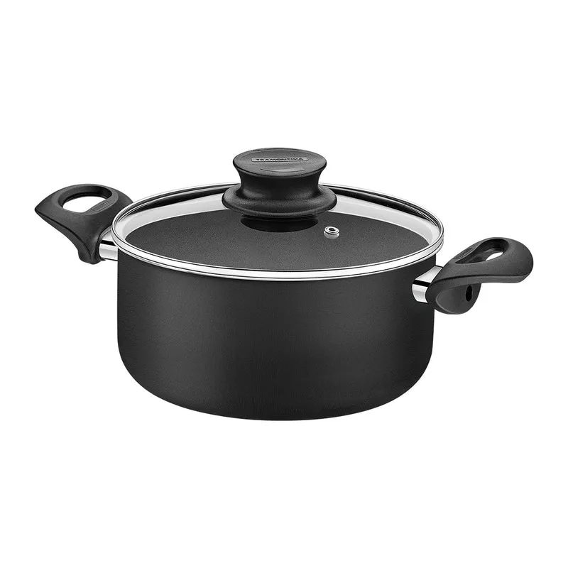 Cacerola paris en aluminio con antiadherente negro 24 cm con tapa Tramontina