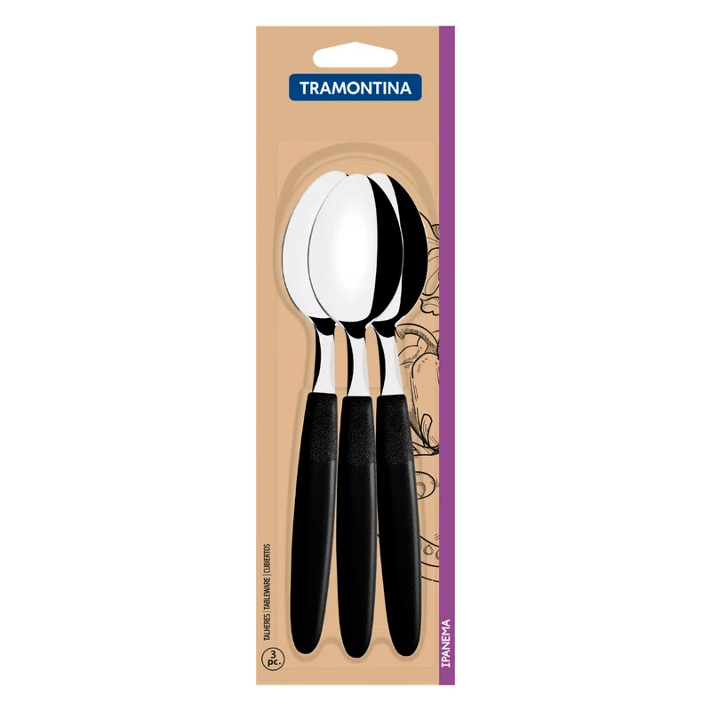 Juego de cucharas ipanema negro 3 piezas Tramontina