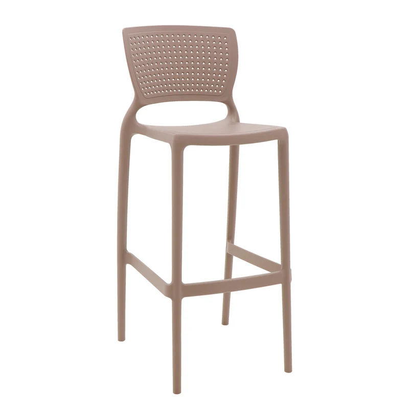 Silla safira alta bar monobloc en polipropileno taupe Tramontina