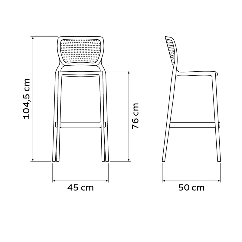 Silla safira alta bar monobloc en polipropileno taupe Tramontina