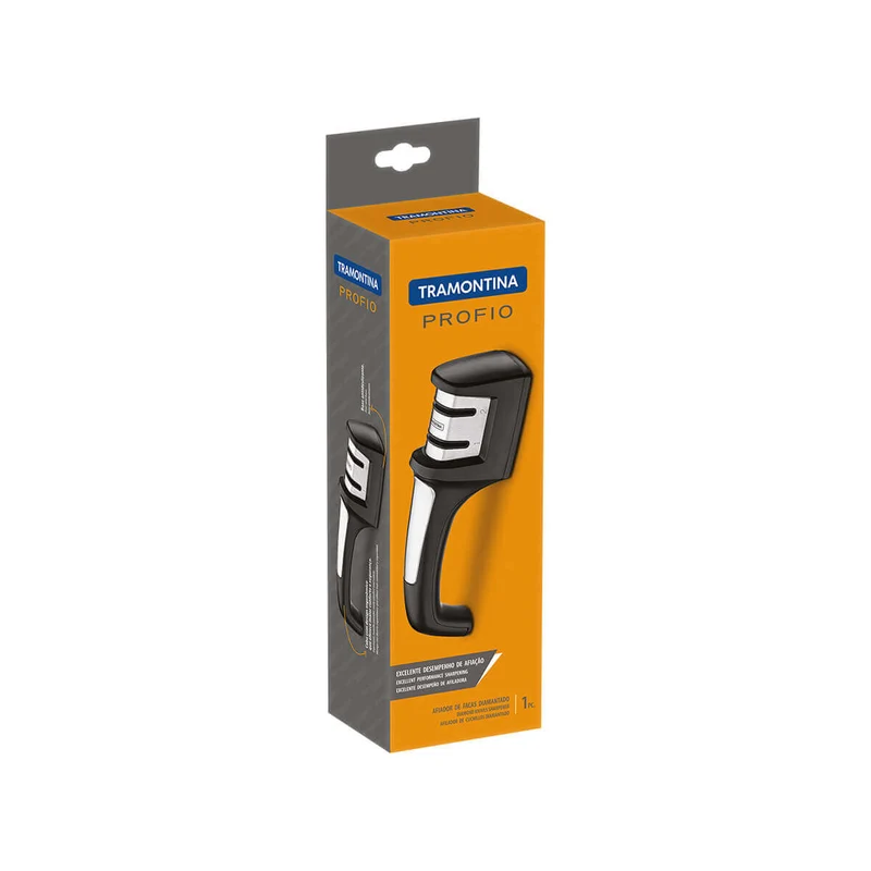 Afilador cuchillos doble en acero inoxidable con soporte en abs Tramontina