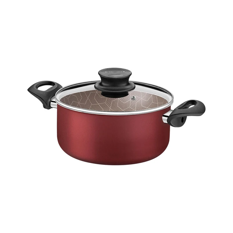 Olla antiadherente con tapa de vidrio color negro 2.9 litros Tramontina