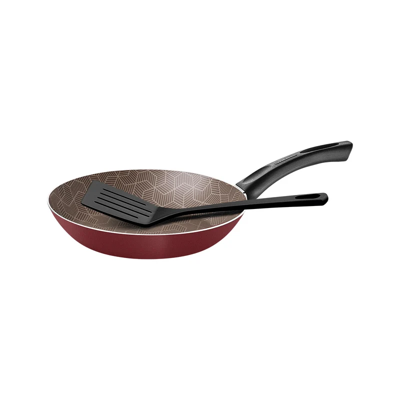 Sartén paris en aluminio con antiadherente rojo 20 cm con espátula de nylon Tramontina