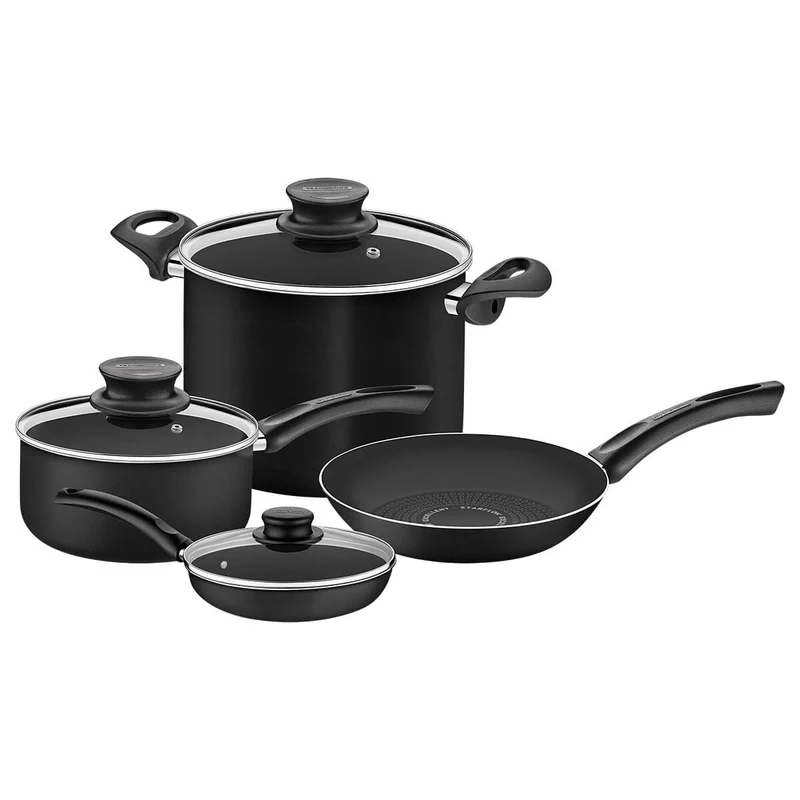Batería cocina paris en aluminio con antiadherente negro 7 piezas Tramontina