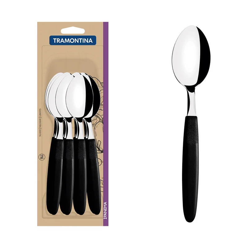 Juego de cucharas ipanema negro 12 piezas Tramontina