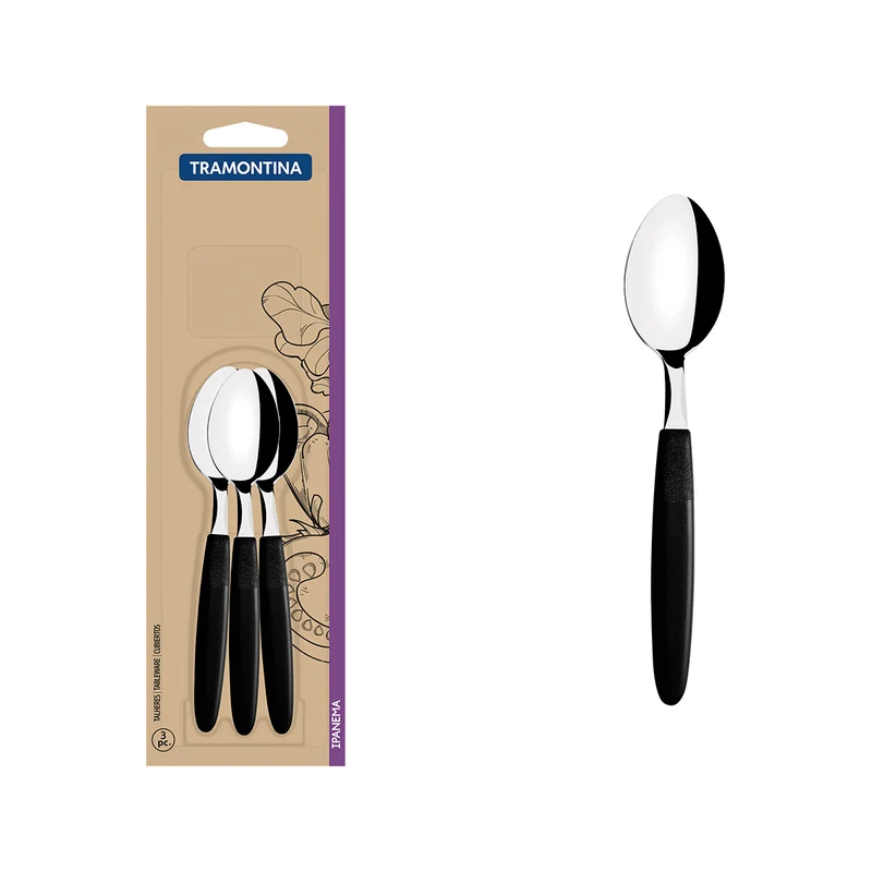 Juego de cucharas para té ipanema negro 3 piezas Tramontina