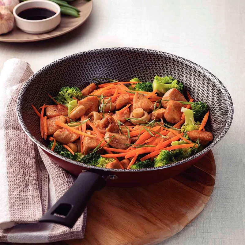 Wok en aluminio con antiadherente rojo 28 cm Tramontina