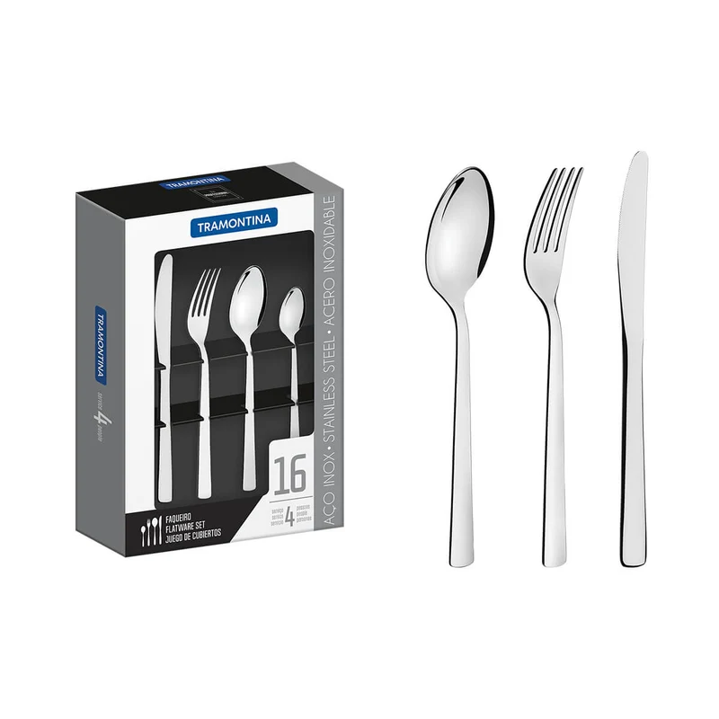 Juego cubiertos de mesa alto brillo de 16 piezas Tramontina
