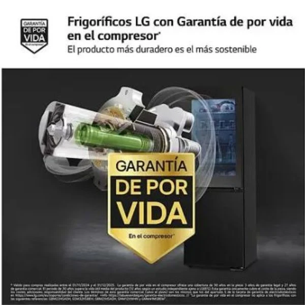Frigorífico Combi LG GBG5160CEV Instaview DoorCooling+ Negro Grafito 1,86 m