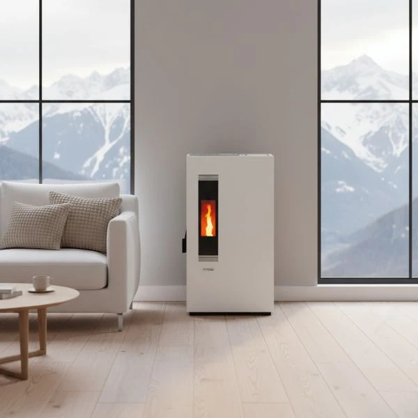Estufa de Pellets MUNDOCLIMA BIOTHERM MILA 5 kW · Alta Eficiencia · Colores Negro o Blanco