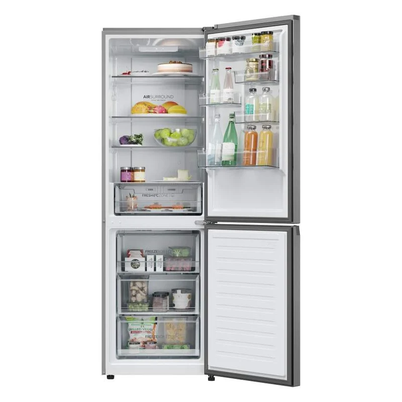 Frigorífico Combi Haier HDPR1618CNPK - Clase C, 185 x 60 cm, 352 L, No Frost, Inox