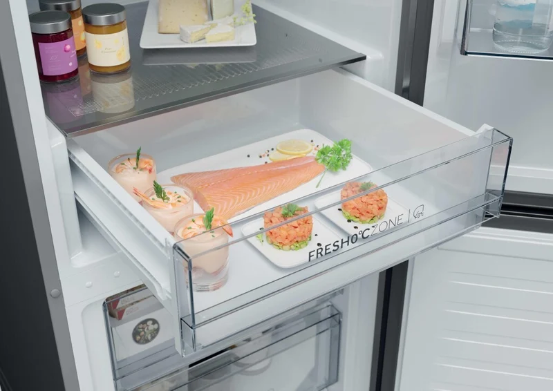 Frigorífico Combi Haier HDPR1618CNPK - Clase C, 185 x 60 cm, 352 L, No Frost, Inox
