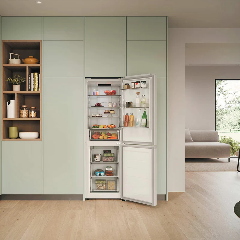 Frigorífico Combi Candy CNCQ2T6S18DW, No Frost, 185 cm, 355 L, 4 Cajones, Eficiencia E - Blanco