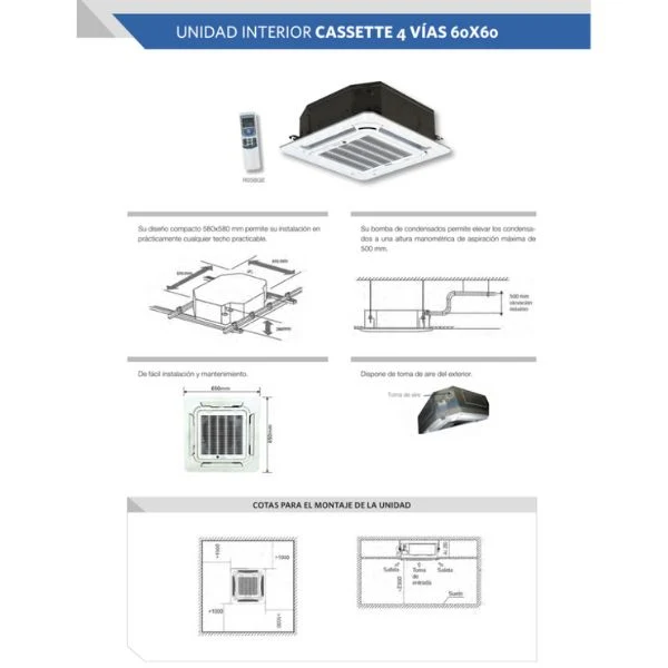 Unidad Interior Mini Cassette Samsung AC071RNNDKG/EU · 4 Vías · WindFree™ · Sensor de Movimiento