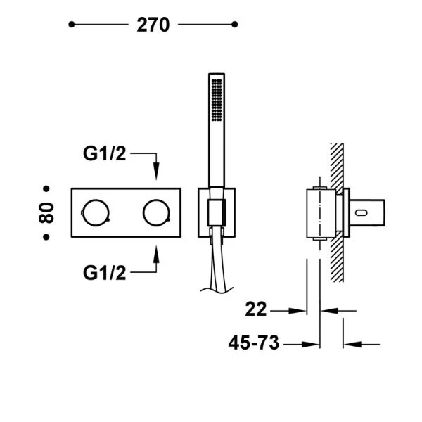 Grifo Termostático Empotrado B‑SYSTEM 2 Vías · Latón · Antical · Cartucho >200.000 ciclos · Multicolor Premium