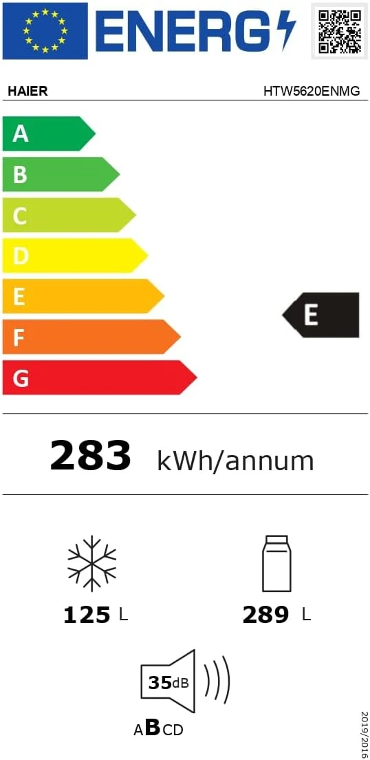 Frigorífico Combi Haier 3P HTW5620ENMG, 205x60cm, NOFROST, E, Inox,