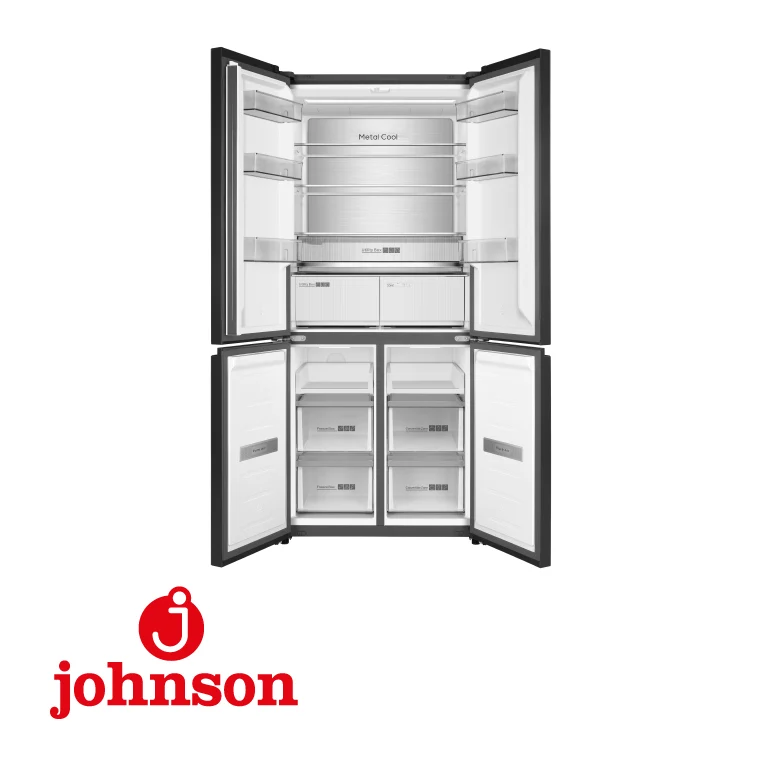 FRIGORIFICO AMERICANO JOHNSON 4P 190x83,3x64,1CM NO FROST CLASE E CRISTAL NEGRO INSTALACIÓN FLEXIBLE