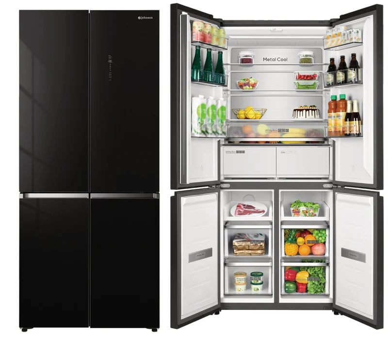FRIGORIFICO AMERICANO JOHNSON 4P 190x83,3x64,1CM NO FROST CLASE E CRISTAL NEGRO INSTALACIÓN FLEXIBLE