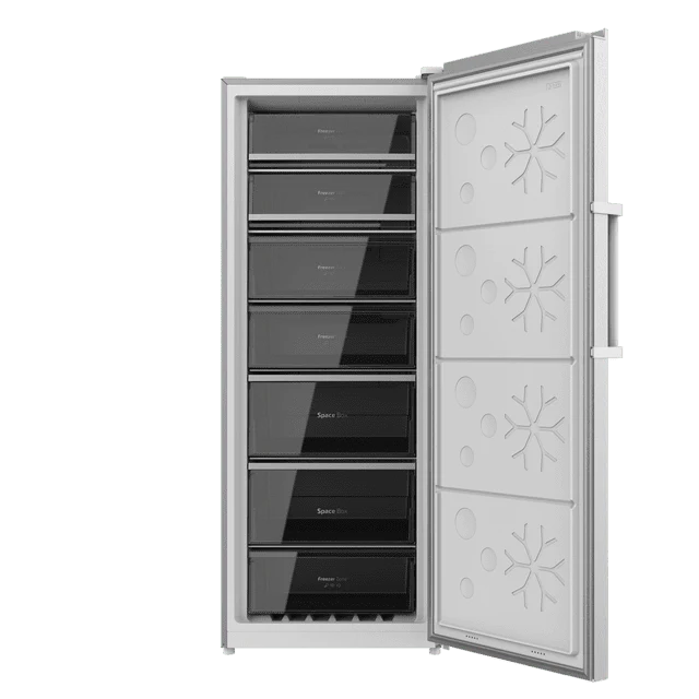 Congelador Vertical CECOTEC380L Bolero CoolMarket UF 380 Inox. Motor Inverter Plus, Ahorro Energético, Total No Frost, Pantalla de Control, Convertible a Frigorífico, Acero Inox