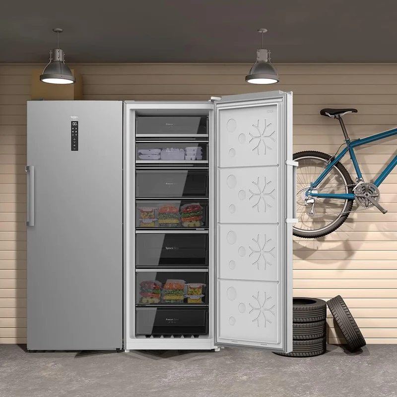 Congelador Vertical CECOTEC380L Bolero CoolMarket UF 380 Inox. Motor Inverter Plus, Ahorro Energético, Total No Frost, Pantalla de Control, Convertible a Frigorífico, Acero Inox