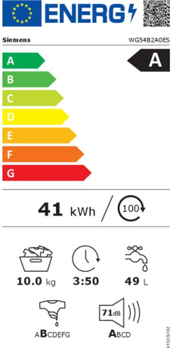Lavadora OFERTA SIEMENS WG54B2A0ES 10 kg, 1400RPM CLASE A IQ700 (ÚLTIMA UNIDAD)