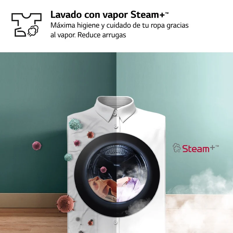 LAVADORA LG F4WR6009A0W 9KG 1400RPM SMART STEAM - ,CLASE A-10%, TURBOWASH360, VAPOR, 12 PROGRAMAS