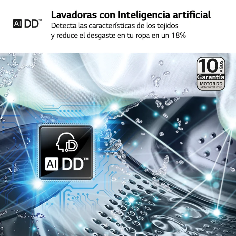 LAVADORA LG F4WR5011A6F 11KG 1400RPM Vapor,AI Direct Drive, Un 10% más eficiente que A, Serie 500
