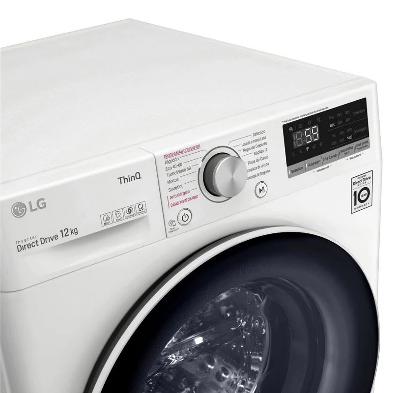 Lavadora LG F4WV5012S0W, 12kg, 1400rpm, B,INVERTER SERIE 500 AI Direct Drive