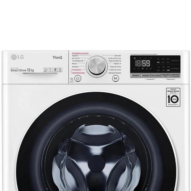 Lavadora LG F4WV5012S0W, 12kg, 1400rpm, B,INVERTER SERIE 500 AI Direct Drive