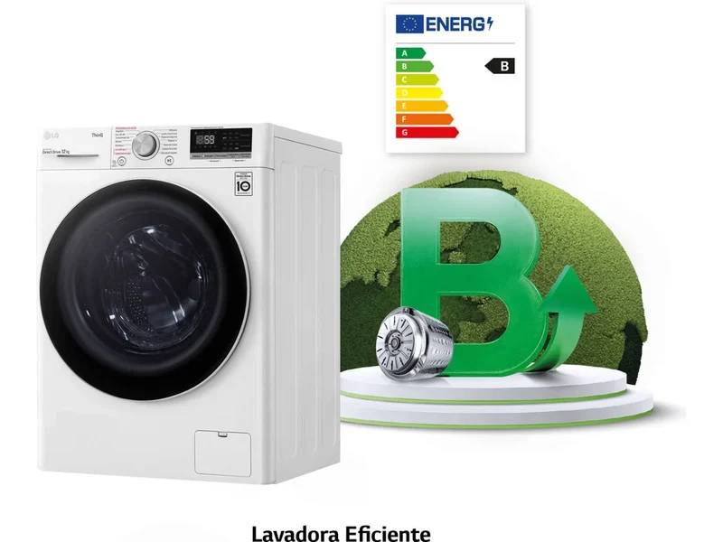 Lavadora LG F4WV5012S0W, 12kg, 1400rpm, B,INVERTER SERIE 500 AI Direct Drive