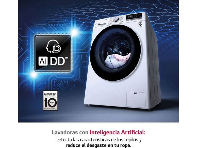 Lavadora LG F4WV5012S0W, 12kg, 1400rpm, B,INVERTER SERIE 500 AI Direct Drive