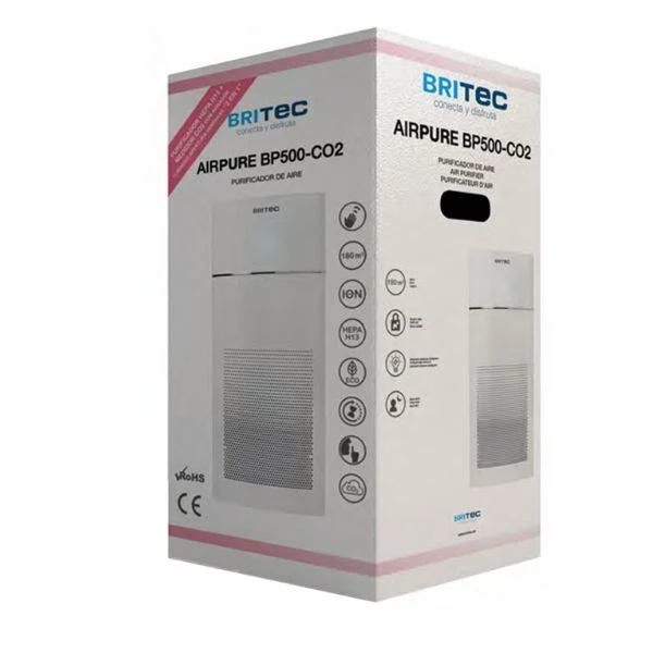 Purificador de Aire BRITEC AIRPURE BP500‑CO2 – HEPA H13, Sensor CO₂, TCOV y Control Inteligente | 180 m²