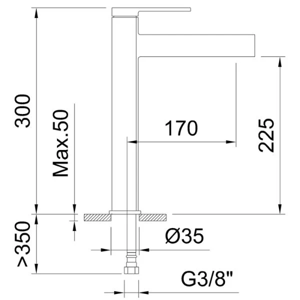 Grifo Monomando Velvet II Cascada 225 mm – Acabados Oro, Negro y Gunmetal | Efecto WATERFALL y ECO SYSTEM