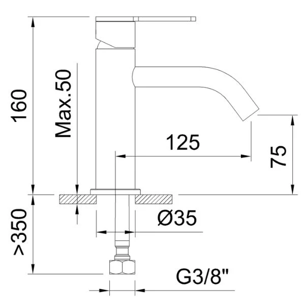 Grifo de Lavabo Monomando Nexus 70 mm 5 L/min – Acabados Cromado, Negro Mate, Gunmetal y Oro Cepillado