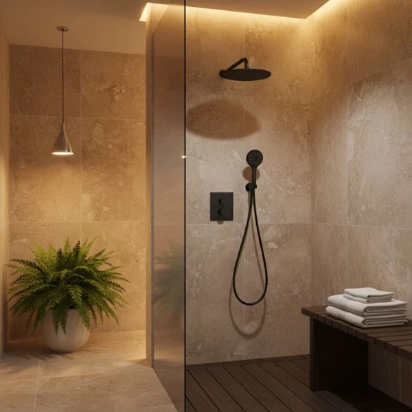 Sistema de Ducha Termostático Empotrado Clever UP! Urban Negro Mate – Control Preciso y Estilo Moderno