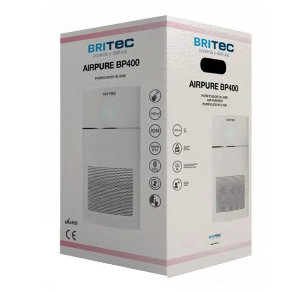 Purificador de Aire BRITEC AIRPURE BP400 – HEPA H13, Sensor Touch, PM2.5 y Cobertura 140 m²
