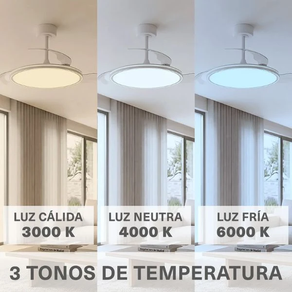 Ventiladores de Techo con Luz LED – Motor DC, Bajo Consumo y Función Verano/Invierno (VARYS PRO · VENTUR PRO · VENTUR DC · V‑25 DC)