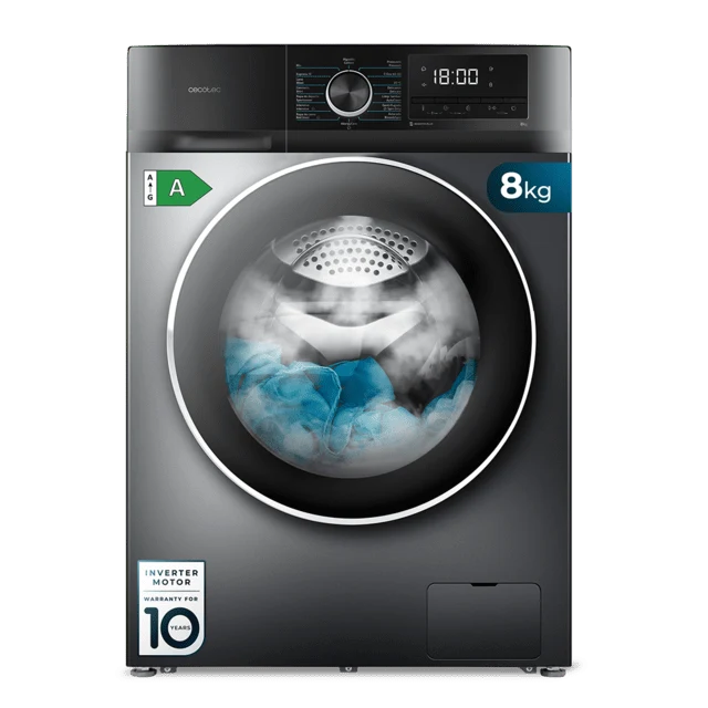 Lavadora carga frontal - Bolero DressCode 8500 Inverter Steel A Lavadora de 8 Kg inox, 1400 rpm, motor inverter plus, vapor, 16 programas, clase A y SteamMax.