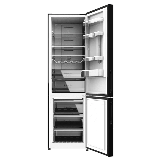 FRIGORIFICO COMBI CRISTAL NEGRO CECOTEC Black Glass con 356 litros de capacidad, 200x60 cm clase D INVERTER Total No Frost