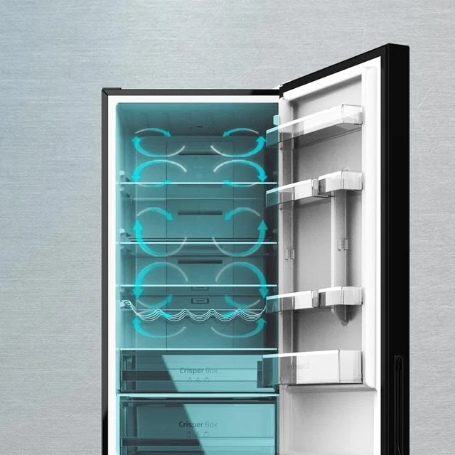 FRIGORIFICO COMBI CRISTAL NEGRO CECOTEC Black Glass con 356 litros de capacidad, 200x60 cm clase D INVERTER Total No Frost