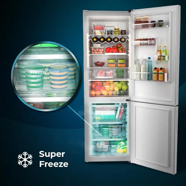 FRIGORIFICO COMBI CRISTAL NEGRO CECOTEC Black Glass con 356 litros de capacidad, 200x60 cm clase D INVERTER Total No Frost