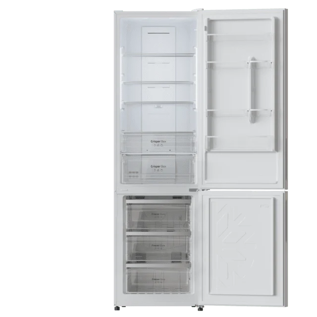 FRIGORIFICO COMBI CRISTAL BLANCO CECOTEC Glass white con 356 litros de capacidad, 200x60 cm clase E INVERTER Total No Frost